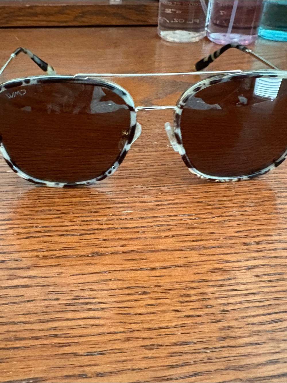 WMP Stylish Tortoise Shell Aviator Sunglasses - polarized